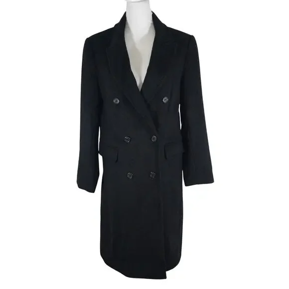 NWT@$340! LAUREN BY RALPH LAUREN! BLACK WOOL BLEND DOUBLE BREAST OVERCOAT! SZ 8 - Picture 2 of 16